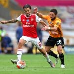 Dani Ceballos, con la camiseta del Arsenal, contra el Wolverhampton