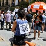 Vendedores del Rastro se manifiestan en la Plaza de Cascorro el pasado 5 de julio