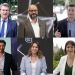 Mosaico candidatos elecciones gallegas; Alberto Núñez Feijóo (PP) Gonzalo Caballero (PSdeG), Ana Pontón (BNG), Antón Gómez-Reino (Galicia en Común), Beatriz Pino (Cs), Ricardo Morado (Vox), la razon 05/07/2020