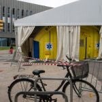 Vista del hospital de campaña establecido en Cap de Prat de la Riba en Lleida