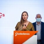 La portavoz de la Ejecutiva de Ciudadanos, Melisa Rodríguez, y José Manuel Gil, diputado de PP+Cs electo por Álava en los comicios autonómicos vascos del 12 de julio de 2020, en rueda de prensa en la sede del partido.CIUDADANOS13/07/2020