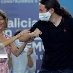 Pablo Iglesias y Yolanda Díaz, durante la campaña gallega. Eran otros tiempos.