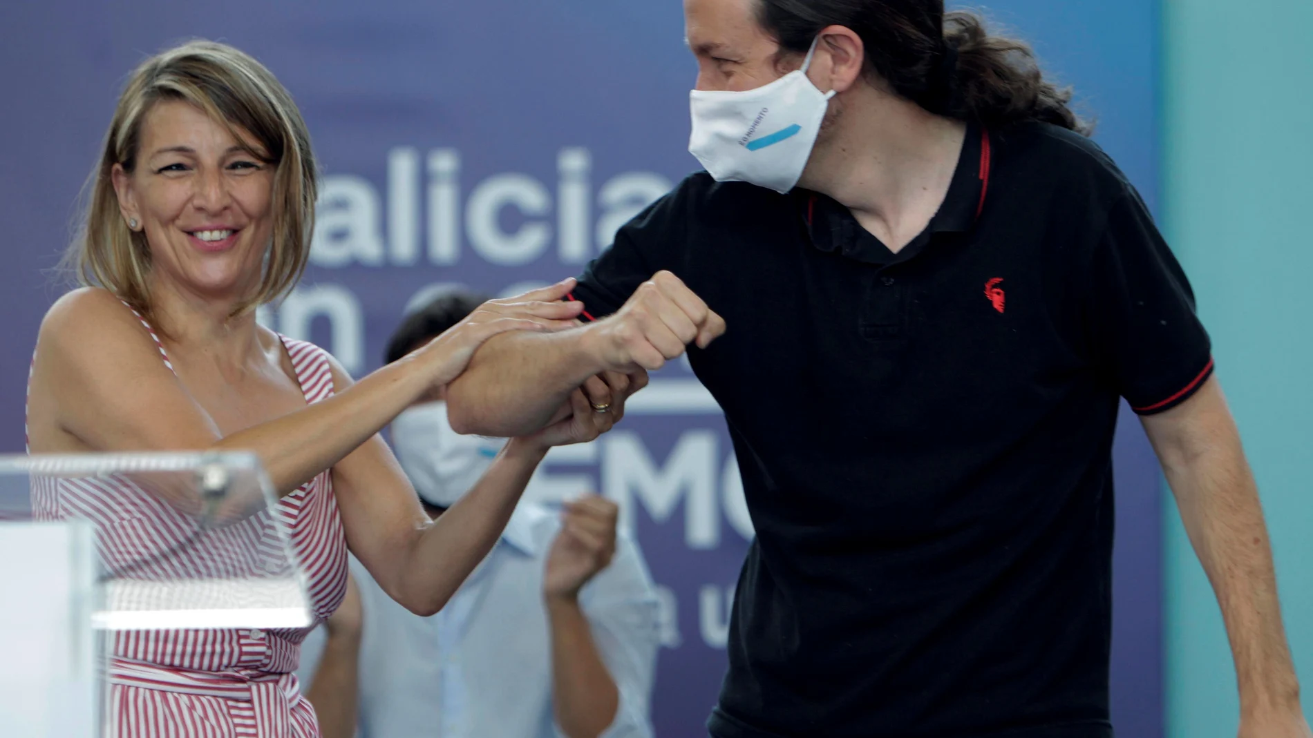 Pablo Iglesias y Yolanda Díaz, durante la campaña gallega. Eran otros tiempos.