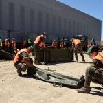 Varios militares levantan un campamento temporal en Albalate de Cinca (Huesca)