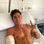 El piloto de MotoGP Marc Márquez (Repsol Honda) tras su operación de húmero, en Barcelona21/07/2020