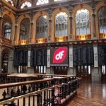 El logotipo de Duro Felguera en la Bolsa de Madrid