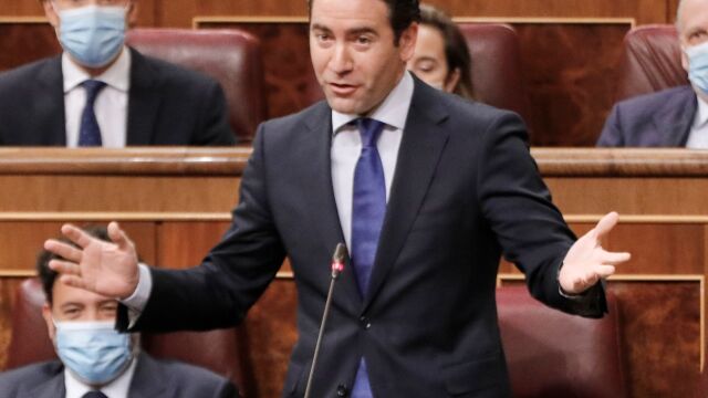 El secretario general del PP, Teodoro García Egea, interviene durante una sesión plenaria en el Pleno del Congreso.