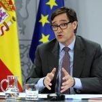 GRAF5909. MADRID, 28/07/2020.- El ministro de Sanidad, Salvador Illa, durante la rueda de prensa ofrecida este martes tras el Consejo de Ministros. EFE/Kiko Huesca