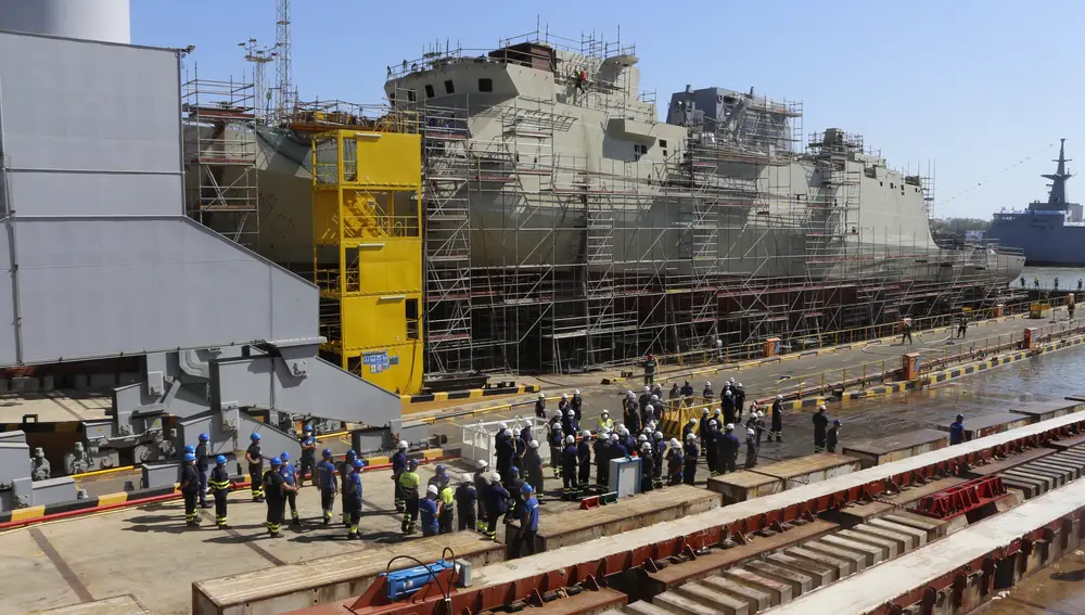 Segunda corbeta de Arabia Saudi en la grada del astillero de Navantia en San Fernando