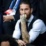 Sergio Ramos, en las gradas del Ethiad