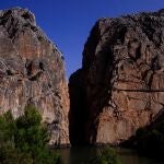 Vista del desfiladero del Gran Gaitán, salida sur del "Caminito del Rey ", en Ardales, uno de los atractivos de la Costa del Sol