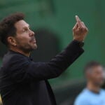 Simeone, en el partido contra el Leipzig