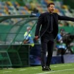 Simeone, durante el partido de cuartos de final de la Liga de Campeones ante el Leipzig