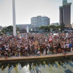 Manifestación contra el uso obligatorio de mascarillas en la plaza de Colón de Madrid