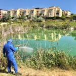 Labores de fumigación en parque Olivar del Zaudín para prevenir el virus del Nilo