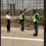 María Gámez, durante la visita al vallado