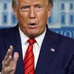 El presidente de EE UU durante una rueda de prensa en la Casa Blanca ayer (AP Photo/Andrew Harnik)