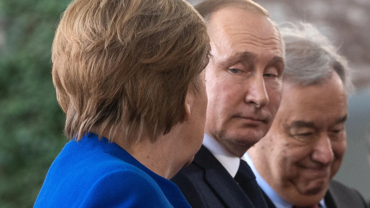 Angela Merkel con Vladimir Putin en 2020