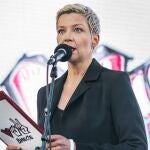 Maria Kolesnikova, en una manifestación en Minsk de apoyo a Svetlana Tijanovskaya