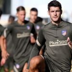 Álvaro Morata, en un entrenamiento con el Atlético