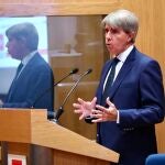 El consejero Ángel Garrido, durante la presentación del plan de movilidad para una vuelta segura en el transporte público￼￼.