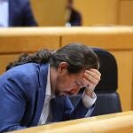 Pablo Iglesias, durante la sesión de control al Gobierno en el Senado