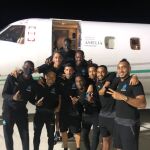 Álvaro González, junto a algunos de sus compañeros del Marsella.