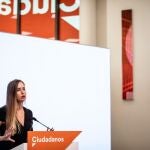 La portavoz de Ciudadanos, Melisa Rodríguez, hoy en rueda de prensa telemática.