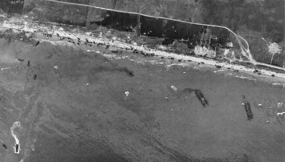 Vista aérea de la playa de Omaha