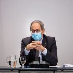 El president de la Generalitat, Quim Torra, preside una reunión en la que se tratan las bajas laborales de los padres con hijos en cuarentena por Covid-19, en Barcelona, Cataluña (España) a 22 de septiembre de 2020.22 SEPTIEMBRE 2020 CORONAVIRUS;PANDEMIADavid Zorrakino / Europa Press22/09/2020