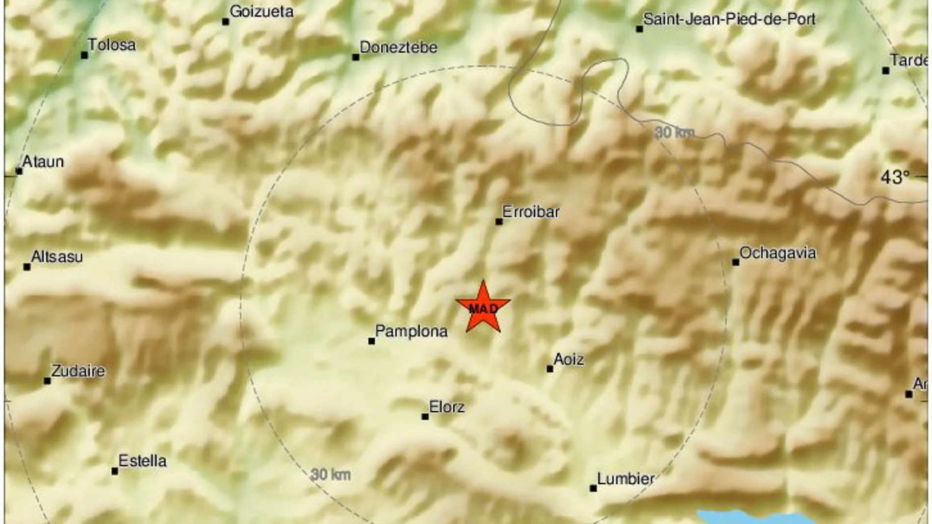 Localización del seismo