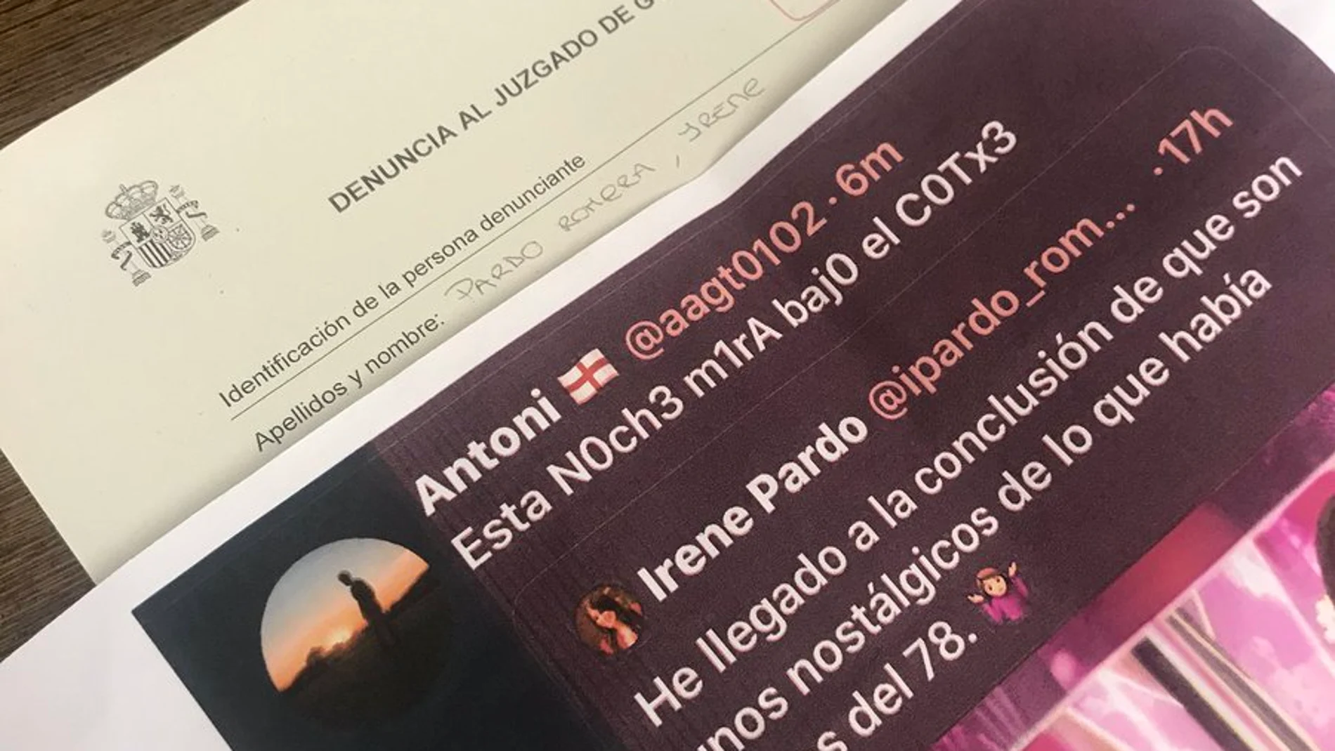 En la imagen, el tuit amenazante y la denuncia