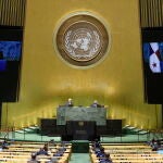 New York (United States), 23/09/2020.- A handout photo made available by the United Nations (UN) shows President of Panama, Laurentino Cortizo speaking on screen during the 75th General Assembly of the United Nations, in New York, New York, USA, 23 September 2020. Due to the COVID-19 pandemic, the 75th General Assembly of the United Nations meetings are held mostly via videoconference. (Estados Unidos, Nueva York) EFE/EPA/Manuel Elías / UN PHOTO HANDOUT HANDOUT EDITORIAL USE ONLY/NO SALES
