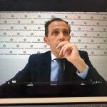 El presidente de la Diputación de Valladolid, Conrado Íscar, durante el pleno telemático