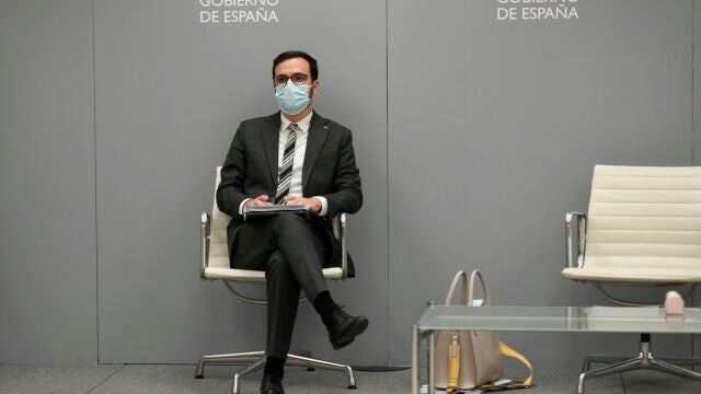 El ministro de Consumo, Alberto Garzón, tras ofrecer una rueda de prensa