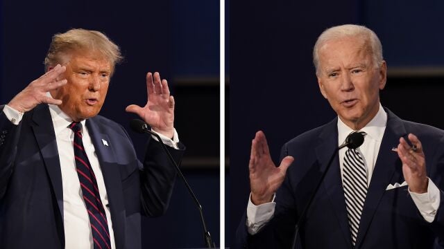 Donald Trump y Joe Biden, durante el debate