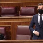 El líder del PP, Pablo Casado, durante la sesión de control al Gobierno en el Congreso