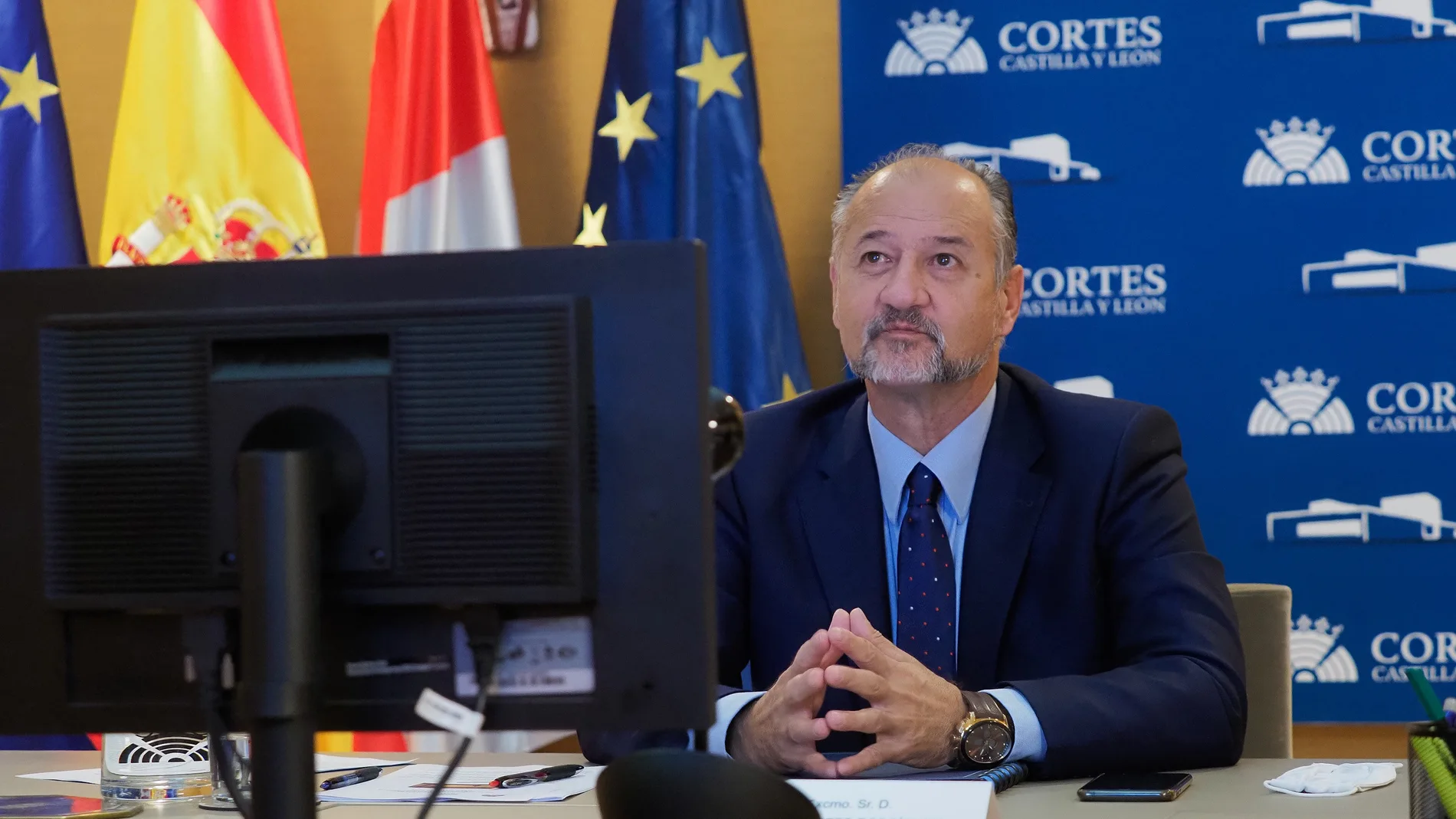 El presidente de las Cortes de Castilla y León, Luis Fuentes, en calidad de coordinador del Grupo de Trabajo sobre Despoblación y Envejecimiento de la CALRE, inaugura la jornada europea ‘Reto demográfico y envejecimiento en la era post-COVID’