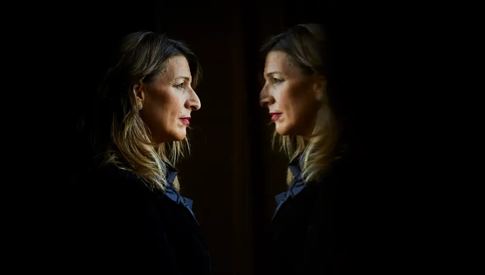 La Ministra de Trabajo, Yolanda Díaz, en la sede del ministerio