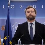 El portavoz de Vox en el Congreso de los Diputados, Iván Espinosa de los Monteros en rueda de prensa tras la reunión de la Junta de Portavoces