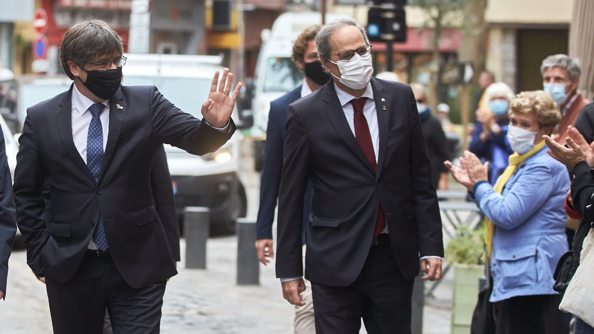 Los últimos tres presidentes de la Generalitat, Artur Mas, Carles Puigdemont (i) y Quim Torra (d).
