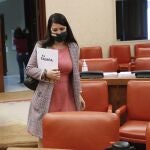 Macarena Olona, a su llegada a la Comisión Mixta para la UE este martes en el Congreso.