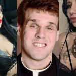 El sacerdote Trevis Clark, en el centro, tiene 37 años, mientras que las chicas Mindy Dixon (izq.) y Melissa Cheng (der.) tienen 41 y 23 respectivamente