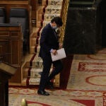 El ministro de Sanidad, Salvador Illa, en el Congreso de los Diputados esta mañana.