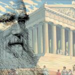 Darwin frente al partenón.
