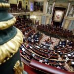 Vista del hemiciclo durante la segunda sesión del debate de moción de censura presentada por Vox, este jueves en el Congreso.