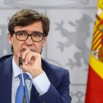 El ministro de Sanidad, Salvador Illa, comparece en rueda de prensa en Moncloa para informar de la evolución de la pandemia, en Madrid.