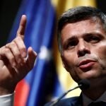 El líder opositor venezolano Leopoldo López durante una rueda de prensa en Madrid