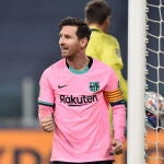 Leo Messi marcó de penalti el segundo gol del Barcelona contra la Juventus en Turín.