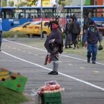 AME4420. QUITO (ECUADOR), 29/10/2020.- Una mujer ecuatoriana vende sus productos hoy en una de las avenidas del centro de Quito (Ecuador). La mujer es la gran afectada por la pandemia en Ecuador, y no precisamente en términos sanitarios, en los que representan el 47% de los contagios frente al 53 de los hombres, sino por sufrir mucho más sus consecuencias sociales y económicas. EFE/Elías L. Benarroch